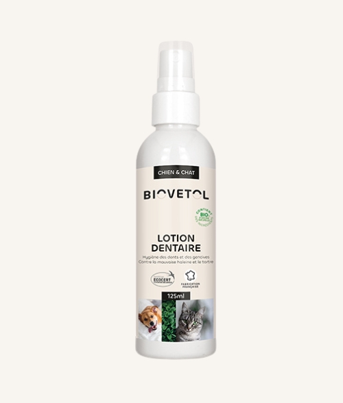 Lotion Dentaire Biovetol – soin buccal naturel pour chiens et chats contre le tartre et la mauvaise haleine