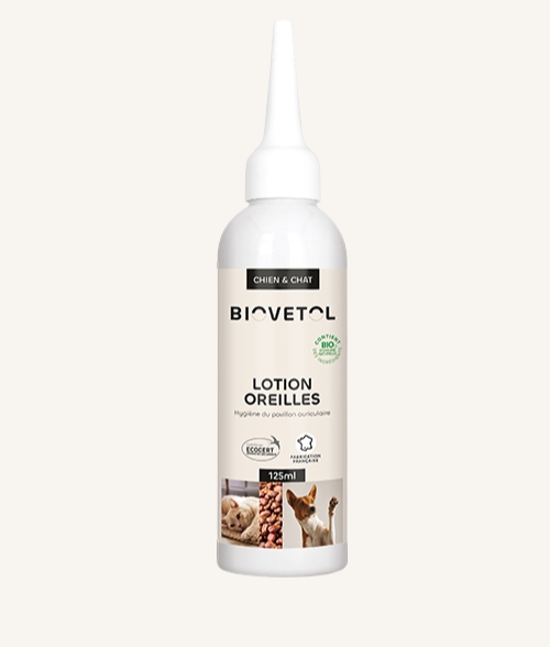 Lotion Oreilles Biovetol – soin naturel pour le nettoyage des oreilles de chien et chat à base d’ingrédients bio