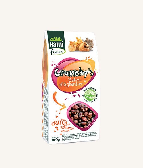 Friandise baie d'églantier 100% naturelle pour lapin et rongeurs, fabriqué en France de la marque Hamiform