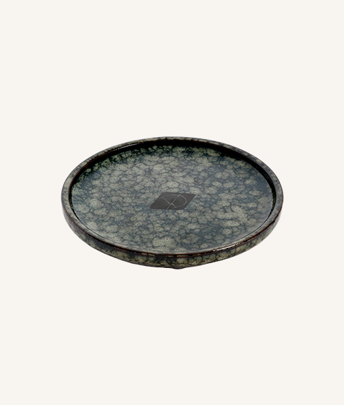 Gamelle assiette plate verte pour chat en céramique émaillé de la marque D&D Home