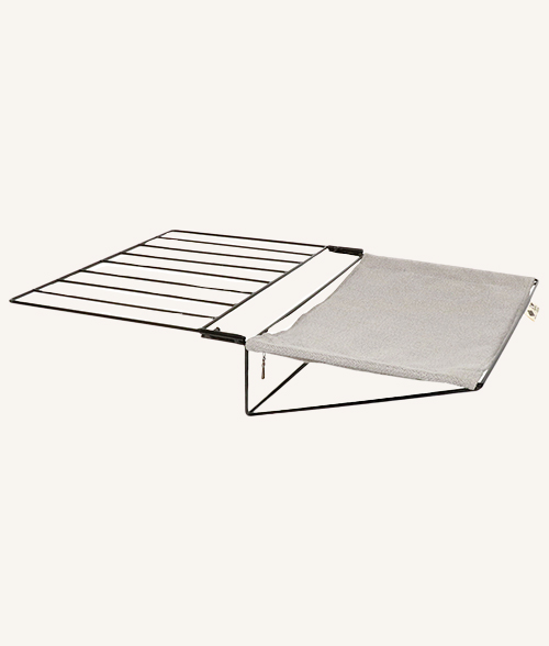 Hamac pour lit et radiateur Olivia gris et support en métal noir avec ventouses pour chat marque D&D Home