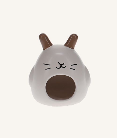Cachette en céramique pour rongeur en gris et forme de lapin de la marque Laroy Groupe