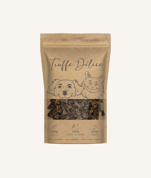 Friandise au cerf – bouchée naturelle, faible en gras et riche en protéines, pour chien et chat